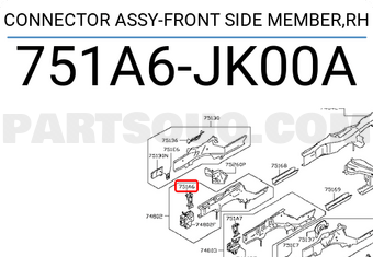 Nissan 751A6JK00A CONNECTOR ASSY-FRONT SIDE MEMBER,RH