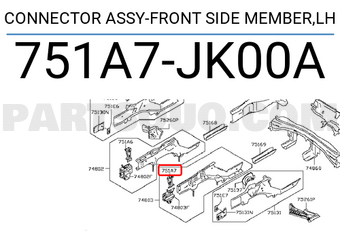 Nissan 751A7JK00A CONNECTOR ASSY-FRONT SIDE MEMBER,LH