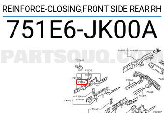 Nissan 751E6JK00A REINFORCE-CLOSING,FRONT SIDE REAR,RH