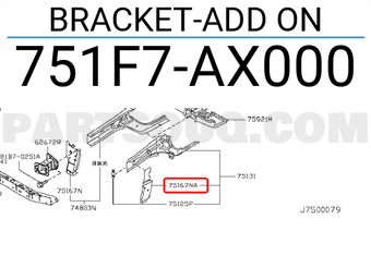 Nissan 751F7AX000 BRACKET-ADD ON