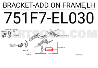 Nissan 751F7EL030 BRACKET-ADD ON FRAME,LH