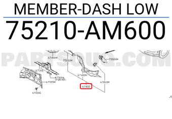 Nissan 75210AM600 MEMBER-DASH LOW