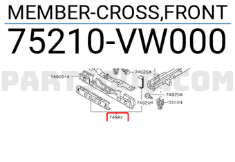 Nissan 75210VW000 MEMBER-CROSS,FRONT