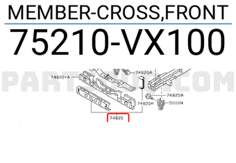 Nissan 75210VX100 MEMBER-CROSS,FRONT