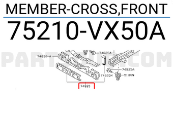 Nissan 75210VX50A MEMBER-CROSS,FRONT