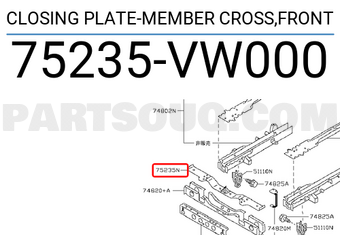 Nissan 75235VW000 CLOSING PLATE-MEMBER CROSS,FRONT