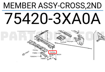 Nissan 754203XA0A MEMBER ASSY-CROSS,2ND