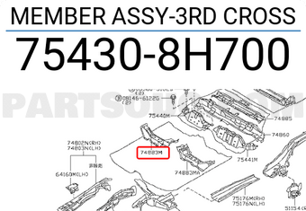 Nissan 754308H700 MEMBER ASSY-3RD CROSS