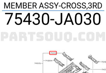 Nissan 75430JA030 MEMBER ASSY-CROSS,3RD