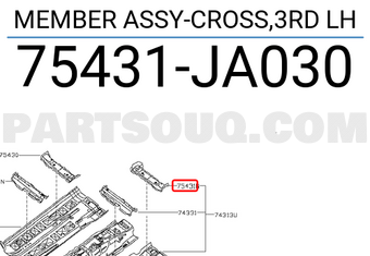 Nissan 75431JA030 MEMBER ASSY-CROSS,3RD LH