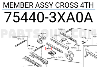 Nissan 754403XA0A MEMBER ASSY CROSS 4TH
