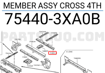 Nissan 754403XA0B MEMBER ASSY CROSS 4TH