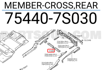 Nissan 754407S030 MEMBER-CROSS,REAR