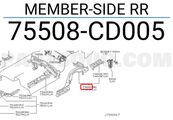 Nissan 75508CD005 MEMBER-SIDE RR