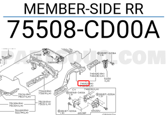 Nissan 75508CD00A MEMBER-SIDE RR