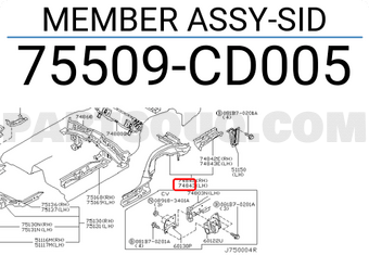 Nissan 75509CD005 MEMBER ASSY-SID