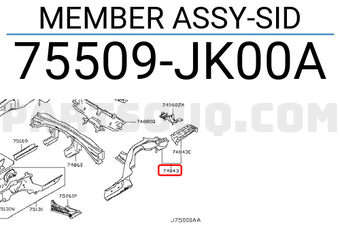 Nissan 75509JK00A MEMBER ASSY-SID