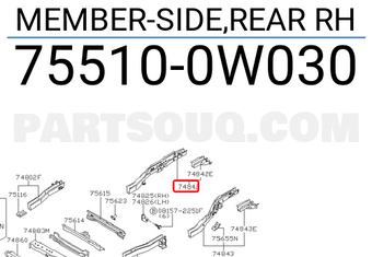 Nissan 755100W030 MEMBER-SIDE,REAR RH