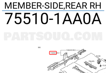 Nissan 755101AA0A MEMBER-SIDE,REAR RH