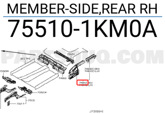 Nissan 755101KM0A MEMBER-SIDE,REAR RH