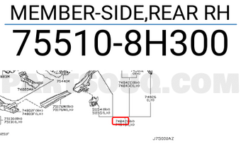 Nissan 755108H300 MEMBER-SIDE,REAR RH