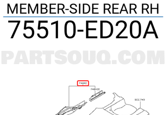 Nissan 75510ED20A MEMBER-SIDE REAR RH