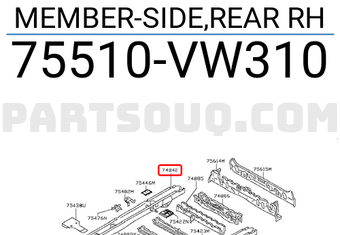 Nissan 75510VW310 MEMBER-SIDE,REAR RH