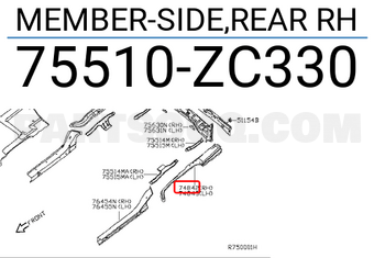 Nissan 75510ZC330 MEMBER-SIDE,REAR RH