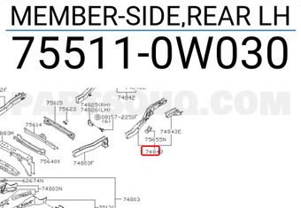 Nissan 755110W030 MEMBER-SIDE,REAR LH