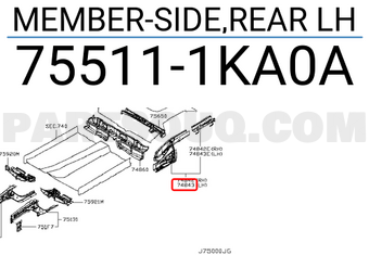 Nissan 755111KA0A MEMBER-SIDE,REAR LH
