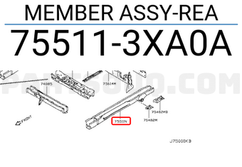 Nissan 755113XA0A MEMBER ASSY-REA