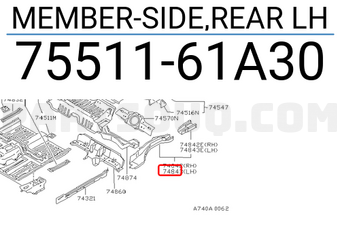 Nissan 7551161A30 MEMBER-SIDE,REAR LH