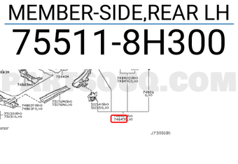 Nissan 755118H300 MEMBER-SIDE,REAR LH