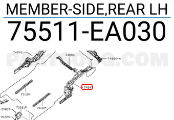 Nissan 75511EA030 MEMBER-SIDE,REAR LH