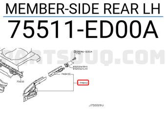 Nissan 75511ED00A MEMBER-SIDE REAR LH