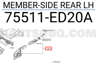 Nissan 75511ED20A MEMBER-SIDE REAR LH