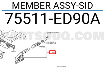 Nissan 75511ED90A MEMBER ASSY-SID