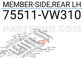 Nissan 75511VW310 MEMBER-SIDE,REAR LH