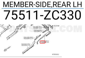 Nissan 75511ZC330 MEMBER-SIDE,REAR LH
