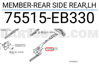 Nissan 75515EB330 MEMBER-REAR SIDE REAR,LH