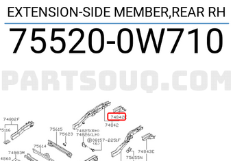 Nissan 755200W710 EXTENSION-SIDE MEMBER,REAR RH