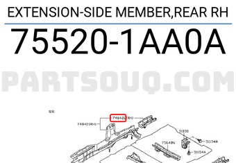 Nissan 755201AA0A EXTENSION-SIDE MEMBER,REAR RH