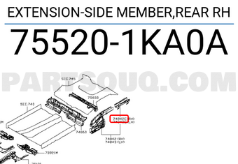 Nissan 755201KA0A EXTENSION-SIDE MEMBER,REAR RH