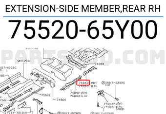 Nissan 7552065Y00 EXTENSION-SIDE MEMBER,REAR RH
