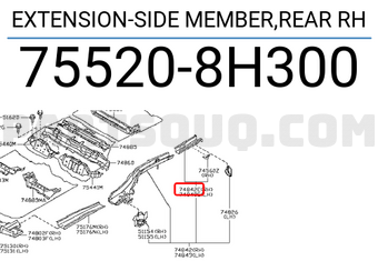 Nissan 755208H300 EXTENSION-SIDE MEMBER,REAR RH