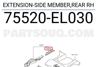 Nissan 75520EL030 EXTENSION-SIDE MEMBER,REAR RH