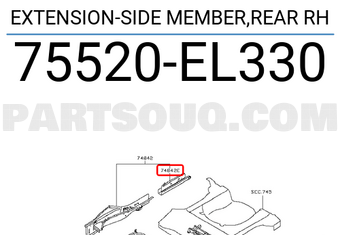 Nissan 75520EL330 EXTENSION-SIDE MEMBER,REAR RH