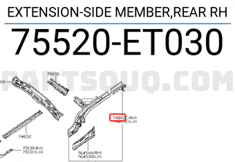 Nissan 75520ET030 EXTENSION-SIDE MEMBER,REAR RH