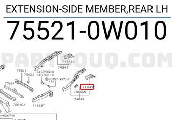Nissan 755210W010 EXTENSION-SIDE MEMBER,REAR LH