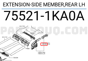 Nissan 755211KA0A EXTENSION-SIDE MEMBER,REAR LH